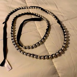 NWT WHBM XTRA-LONG STRAND OF PEARLS w/silk